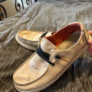 Hey Dude Tan and Black Loafers